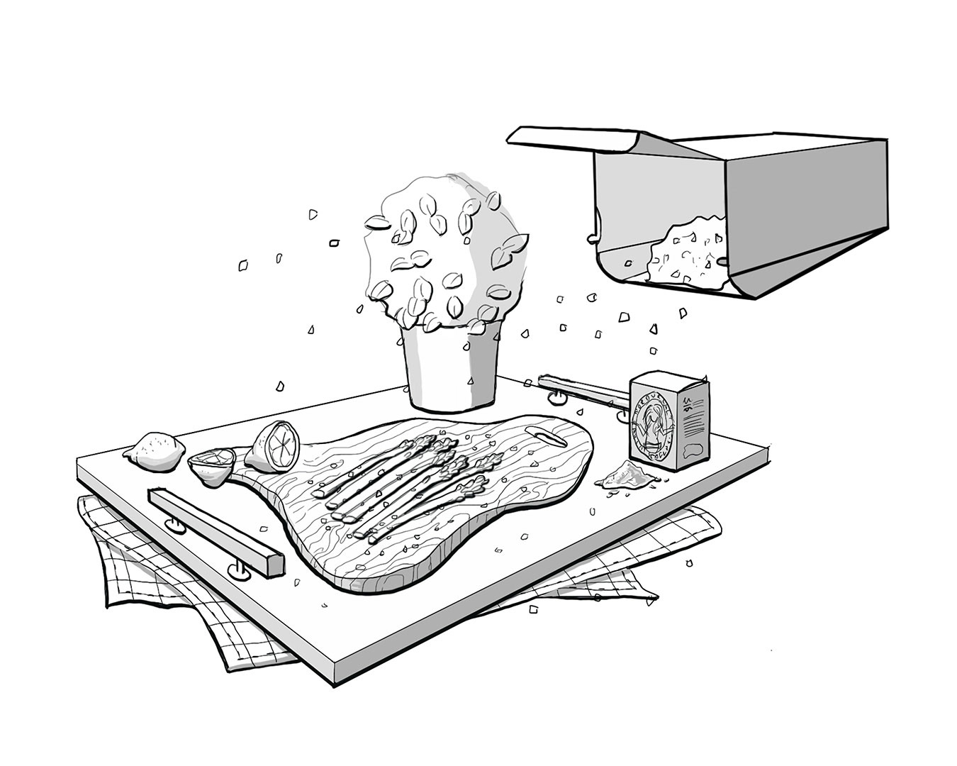 Illustration sketch of kitchen tray